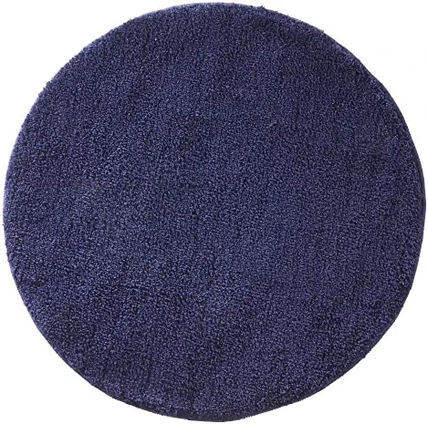 mDesign Soft Microfiber Polyester Non-Slip Round Spa Mat, Plush Water Absorbent Accent Rug for Bathroom Vanity, Bathtub/Shower, Machine Washable - 24" Diameter - Navy Blue