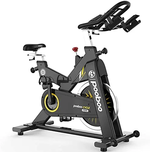 pooboo Stationary Exercise Bike Indoor Cycling Bike Belt Drive Cardio Bike 44LBS Flywheel LCD Monitor Comfortable Seat Cushion for Home Gym Use Cardio Workout Max Weight 500LBS