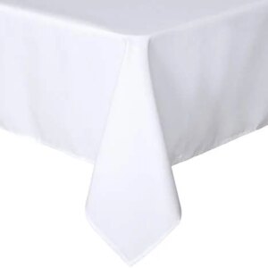 sancua Rectangle Tablecloth - 60 x 84 Inch - Stain and Wrinkle Resistant Washable Polyester Table Cloth, Decorative Fabric Table Cover for Dining Table, Buffet Parties and Camping, White