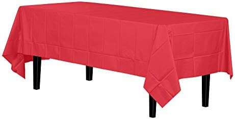 12-Pack Premium Plastic Tablecloth 54in. x 108in. Rectangle Table Cover - Red