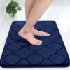 OLANLY Memory Foam Bath Mat Rug, Ultra Soft Non Slip and Absorbent Bathroom Rug, Machine Wash Dry, Comfortable, Thick Bath Rug Carpet for Bathroom Floor, Tub and Shower, 17x24, Navy