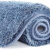 Suchtale Bathroom Rug Non Slip Bath Mat for Bathroom (16 x 24, Blue) Water Absorbent Soft Microfiber Shaggy Bathroom Mat Machine Washable Bath Rug for Bathroom Thick Plush Rugs for Shower