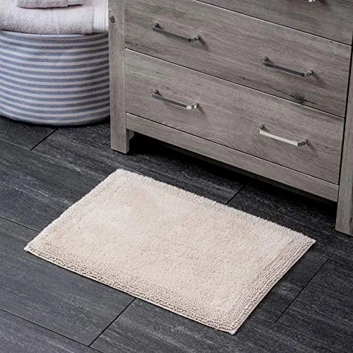 Welhome 100% Turkish Cotton Bath Mat Rug - Luxurious - Soft & Thick - Highly Absorbent - College Dorm Essentials - 17"x 24" - Sand