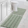 Bathroom Rugs Bath Rug Set 2 Piece Bathroom Contour Rug Toilet Mat Sets Non Slip Contour Bath Rug Set Ultra Thick Water Absorbent Striped Bath Mats Washable(20" x 32" Plus 20" x 20" U, Sage)