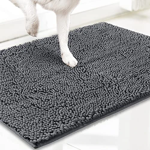 Muddy Mat AS-SEEN-ON-TV Highly Absorbent Microfiber Door Mat and Pet Rug, Non Slip Thick Washable Area and Bath Mat Soft Chenille for Kitchen Bathroom Bedroom Indoor and Outdoor - Grey XL 60"X24"