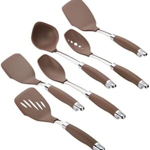 Anolon SureGrip Nonstick Utensil Kitchen Cooking Tools Set, 6 Piece, Bronze Brown,46346