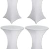 Antuen 4 Pack 24x43 Inch White Round Fitted Cocktail Table Cover Spandex Tablecloth for Folding Table, Stretch Highboy Top Tablecloth for Bar Wedding Cocktail Party Table(24x43, 4PC White)