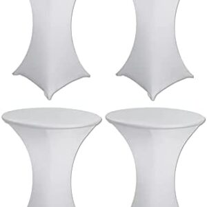 Antuen 4 Pack 24x43 Inch White Round Fitted Cocktail Table Cover Spandex Tablecloth for Folding Table, Stretch Highboy Top Tablecloth for Bar Wedding Cocktail Party Table(24x43, 4PC White)