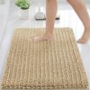 Arotive Luxury Chenille Bathroom Rug Mat, Extra Soft Thick Absorbent Shaggy Bath Rugs, Non-Slip Machine Wash Dry Plush Bath Mats for Bathroom, Shower, and Tub (16''x24'', Beige)