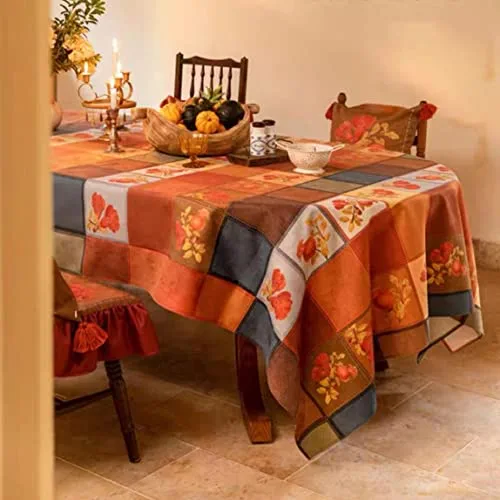 BESALILY Thanksgiving Tablecloth 55x87 Inch for Rectangular Table Halloween Gold Fall Rectangle Oval Table Cover Pumpkin Autumn Harvest Farmhouse Holiday Decorative Table Cloth (Pomegranate)