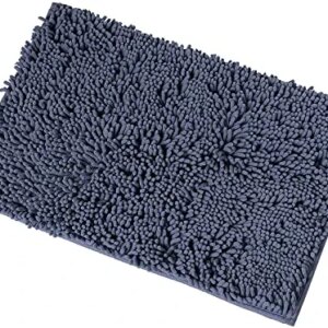 Bathroom Rugs Bath Mat Chenille Bath Rug, Extra Soft and Absorbent Shaggy Bathroom Mat Rugs, Washable, Strong Underside, Plush Carpet Mats for Kids Tub, Shower, and Bath Room (16x24 Inch , Navy blue)