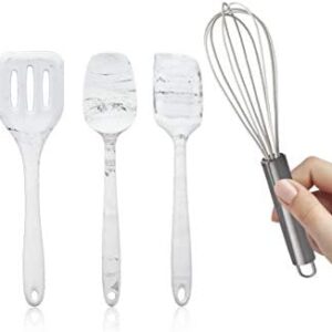 COOK WITH COLOR Set of Five Marble White and Gunmetal Silicone MINI Kitchen Utensil Set