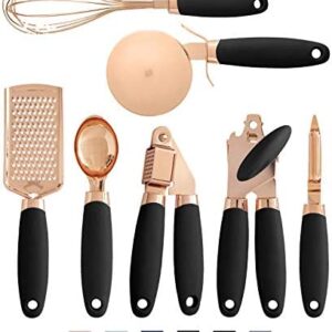 COOK With COLOR 7 Pc Kitchen Gadget Set Copper Coated Stainless Steel Utensils with Soft Touch Black Handles