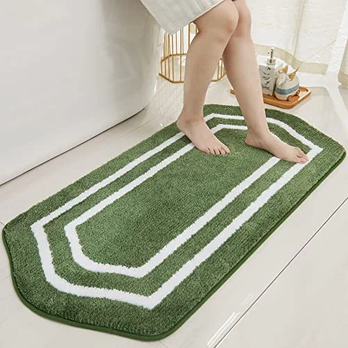 COSY HOMEER Extra Thick Bath Rugs - Anti-Slip Bath Mats Soft Plush 100% Strong Mirco Polyeste Mat Living Room Bathroom Mat Floor Water Absorbent(Green,24x48 - Inches)