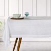 D'Moksha Homes White Tablecloth - 60 x 120 Inch, 100% Pure Linen Tablecloth 120 inches, Machine Washable, Rectangular Tablecloth for Summer