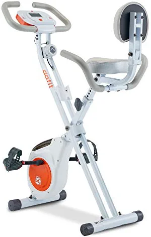 DPFIT Folding Stationary Exercise Bike with 8-levels Magnetic Resistance, Indoor Upright Foldable Cycling Bike with Large Cushy Seat, Tablet Holder and LCD Monitor for Home Workout