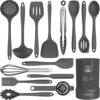 Dishwasher Safe Silicone Cooking Utensils Set - 446°F Heat Resistant Basic Silicone Kitchen Utensils,Turner Tongs, Spatula, Spoon, Brush, Whisk, Gadgets Tools for Nonstick Cookware (BPA Free - Grey)