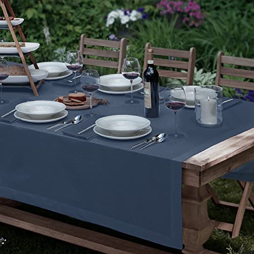 Elrene Home Fashions Villeroy & Boch La Classica Linen Tablecloth, Great for Formal Dining or Everyday Use, 70 Inches by 70 Inches, Indigo