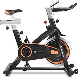 Goplus Indoor Cycling Bike, Stationary Bicycle with Flywheel and LCD Display, Cardio Fitness Cycle Trainer Professional Exercise Bike for Home and Gym Use