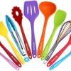 Kitchen Utensil Set - 11 Cooking Utensils - Colorful Silicone Kitchen Utensils - Nonstick Cookware with Spatula Set - Colored Best Kitchen Tools Kitchen Gadgets