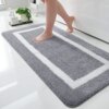 Kitinjoy Luxury Bathroom Rugs Runner, Super Soft Microfiber Bath Mat, Machine Wash Dry, Non Slip Absorbent Shaggy Bath Rug for Tub, Shower, and Bath Room, 24 x 47, Grey