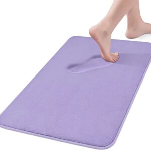 Mayshine Memory Foam Non Slip Anti Fatigue Bath Mat | Thick Absorbent Plush Velvet Bathroom Rug - Machine Washable, 17x24 , Lavender