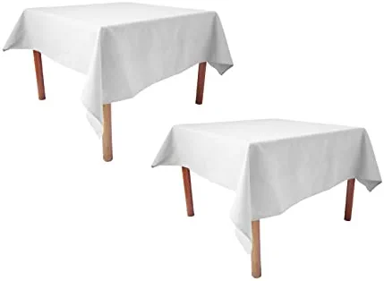 Pack of 2, Weavric Square Tablecloth, 52 X 52 Inches, Washable Reusable Wrinkle Stain Free White Linen Tablecloth for Buffet, Card Table, Kitchen, Dinner, Wedding, Party