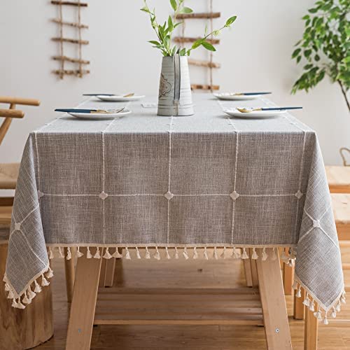 Pahajim Linen Rectangle Tablecloth Table Cloth Heavy Weight Cotton Linen Dust-Proof Table Cover for Party Table Cover Kitchen Dinning (Gray, Square,55 x 55 Inch)