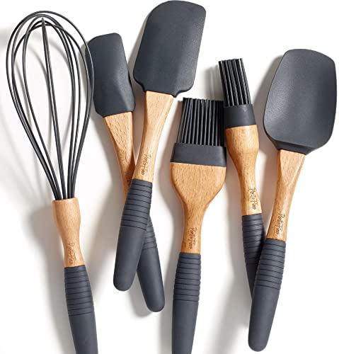 PortoFino Baking Utensil Set - Baking Gifts - Silicone Spatula - 6 Baking Tools - 3 Baking Spatulas 2 Pastry Brush 1 Whisk - Baking Utensils - Rubber Spatula Set - Wooden Spatula Set - Kitchen Gifts