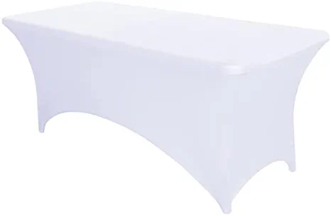 Pzzpzs Spandex Table Cover Fitted Rectangle 6FT Folding Tables Stretchable Fabric Lycra Tablecloth for Wedding, White