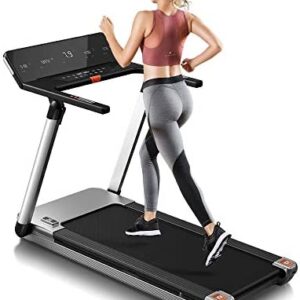 RHYTHM FUN Treadmill Folding Treadmill Desk Treadmill 4.0HP Electric Motorized Treadmill Super Shock-Absorbing Slim Quiet Treadmill with Large Display/Workout APP for Home Office Gym