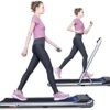 RHYTHM FUN Treadmill Portable Folding Treadmill Slim Walking Running Treadmill with Speed Sensor Light, Foldable Handtrail and Workout App Quiet Mini Treadmill for Home Office Small Spaces