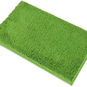 Soft Plush Chenille Bathroom Rug, Absorbent Microfiber Bath Mat, Machine Washable, Non-Slip Grip, Quick-Dry, Thick Shag Carpet Great for Bath, Shower Floor, Bedroom, or Door Mat (Green, 20x32)