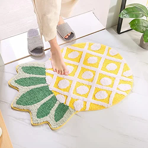 UKELER Bath Rug for Kids Non Slip Absorbent Bathroom Rugs Decorative Kitchen Mat Cartoon Pineapple Area Rugs for Kids Playroom Nursery Decor 31.5''x19.7''