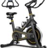 UREVO indoor Cycling Bike, Stationary Exercise Bike 350 lbs Weight Capacity，Ipad Mount, Comfortable Seat Cushion, Silent Belt Drive Cycle Bike for Home Workouts Gym