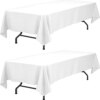 WEALUXE White Tablecloths for Rectangle Tables [60x102 Inch] White Table Clothes for 6 Foot Rectangle Tables, Washable Fabric Stain and Wrinkle Resistant  [2 Pack]