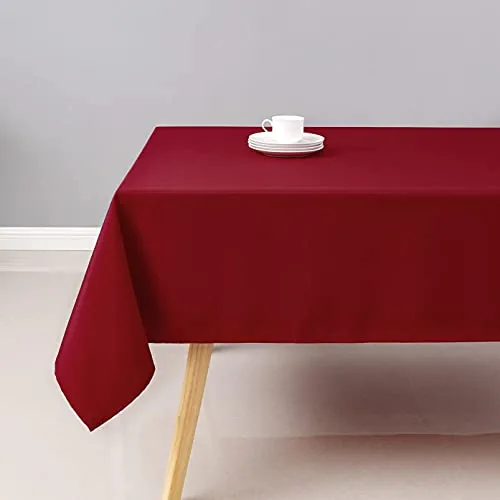 Wewoch Red Rectangle Tablecloth Wrinkle Resistant Washable Fabric Table Cloth for Dining,Kitchen, Parties Weddings and Outdoor Use 60 Inch by 84 Inch