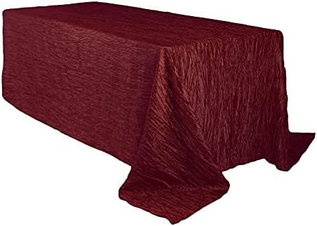 YOUR CHAIR COVERS - 90 x 132 inch Rectangular Crinkle Taffeta Tablecloth - Burgundy, Rectangle Table Linens for 6 ft Rectangular Tables, Wedding Crushed Table Cloth