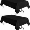 sancua 2 Pack Black Tablecloth 60 x 102 Inch, Rectangle 6 Feet Table Cloth - Stain and Wrinkle Resistant Washable Polyester Table Cover for Dining Table, Buffet Parties and Camping